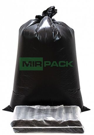 Мешки для мусора 120 литров, 35 мкм, 10 шт, ПВД, черные, 2х слойные - Вид 2